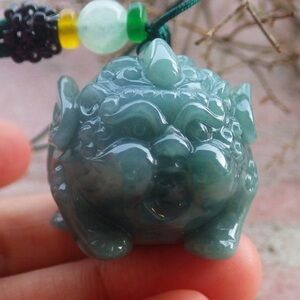 Certificate Jadeite jade Green Wealth Dragon Pi Xiu pendant